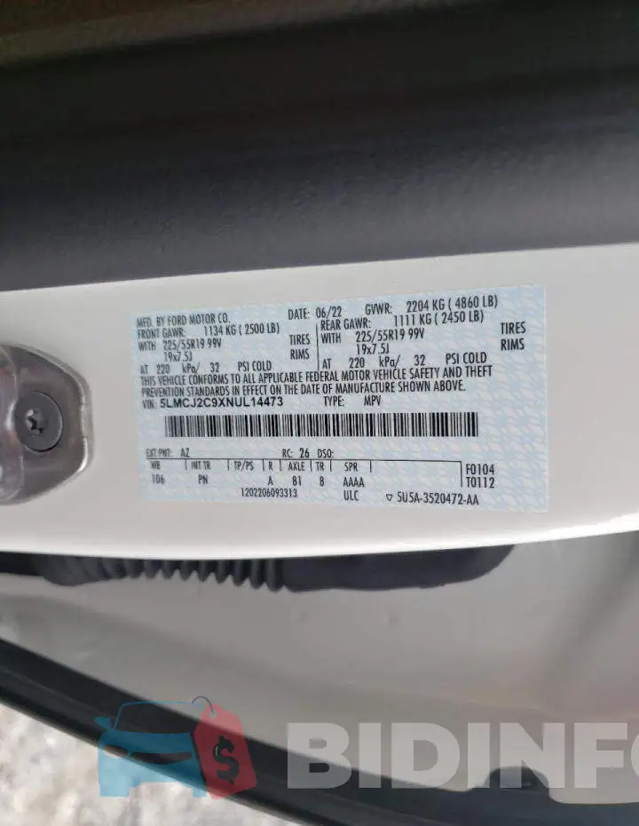 5LMCJ2C9XNUL14473 Photo# 10