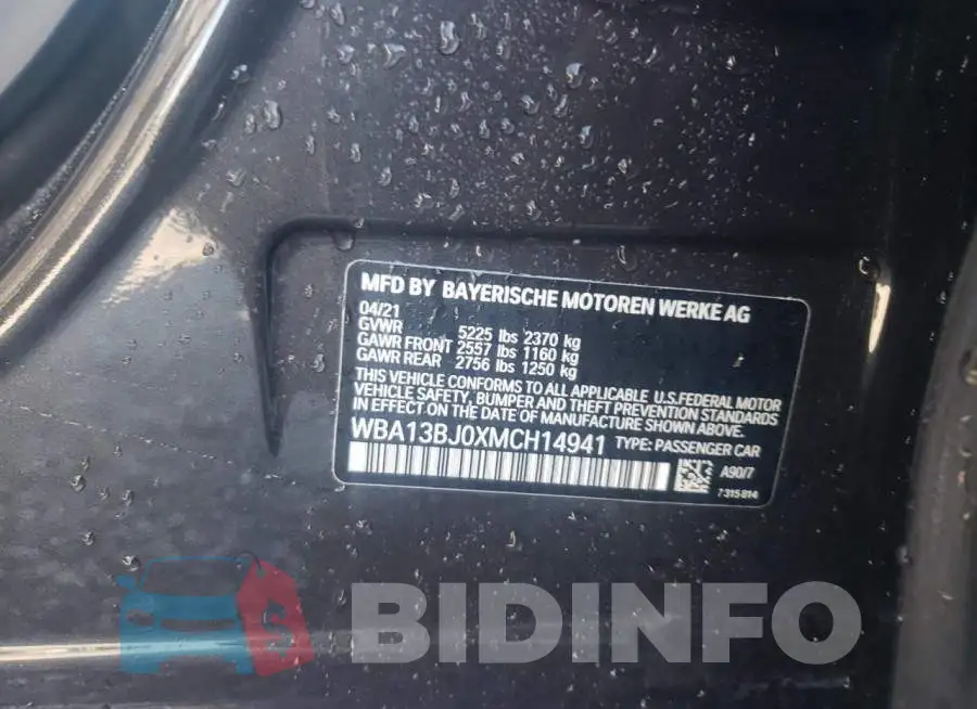 WBA13BJ0XMCH14941 Photo# 10