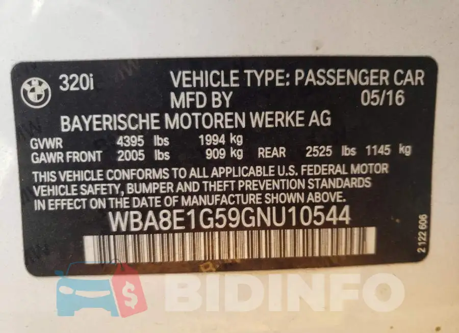 WBA8E1G59GNU10544 Photo# 10