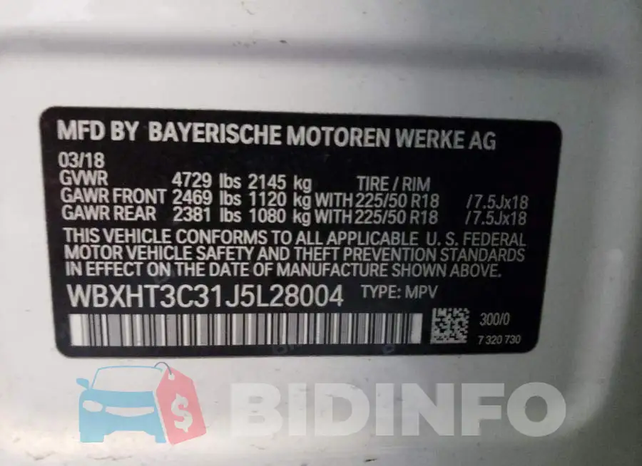 WBXHT3C31J5L28004 Photo# 10