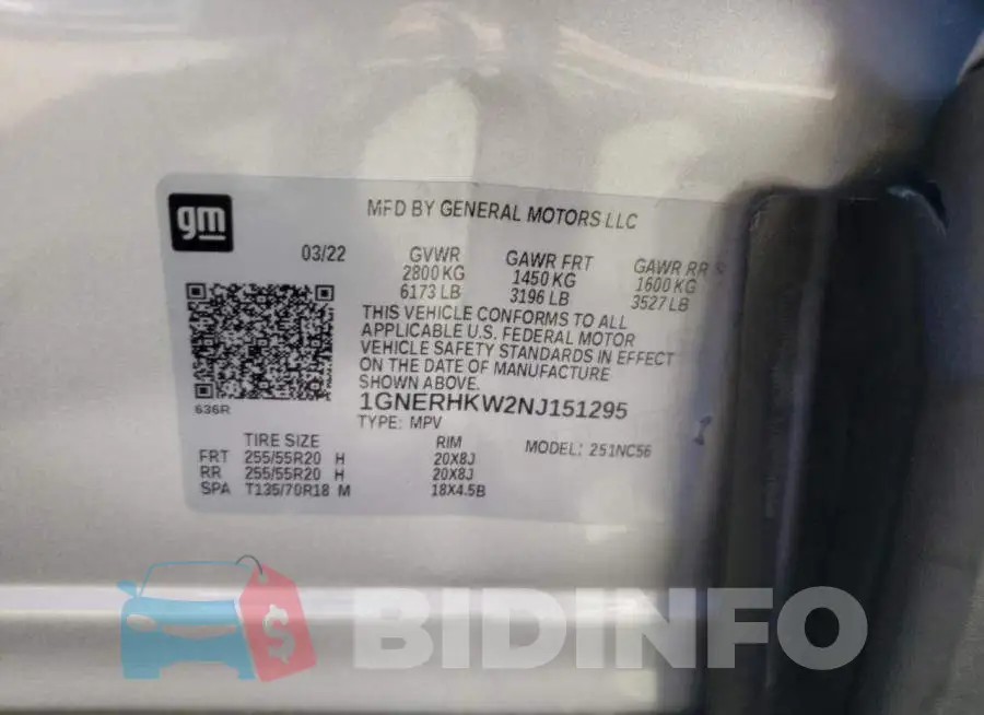 1GNERHKW2NJ151295 Photo# 10