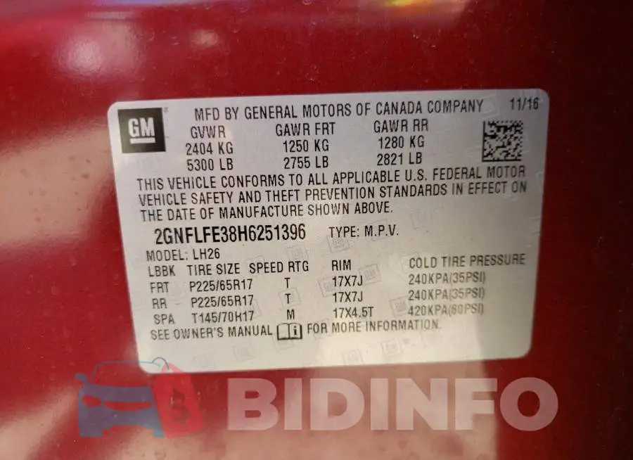 2GNFLFE38H6251396 Photo# 10