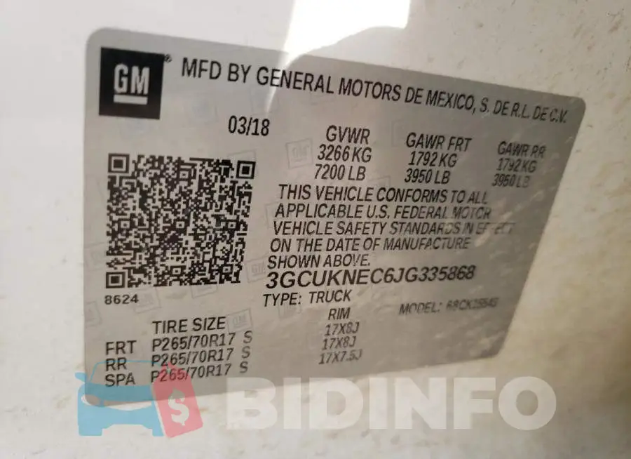 3GCUKNEC6JG335868 Photo# 10