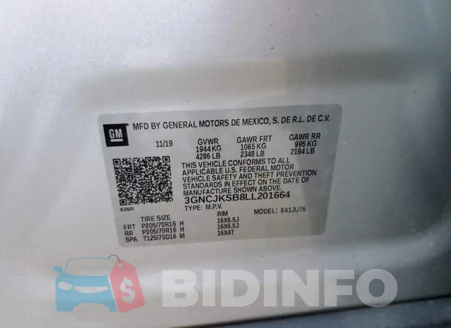 3GNCJKSB8LL201664 Photo# 10