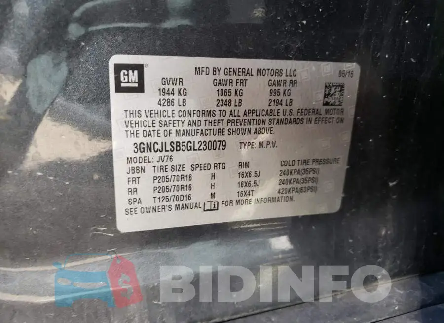 3GNCJLSB5GL230079 Photo# 10