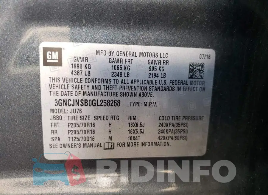 3GNCJNSB0GL258268 Photo# 10