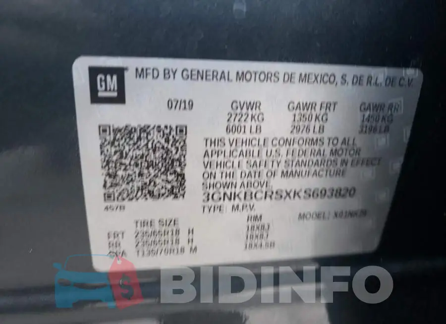 3GNKBCRSXKS693820 Photo# 10