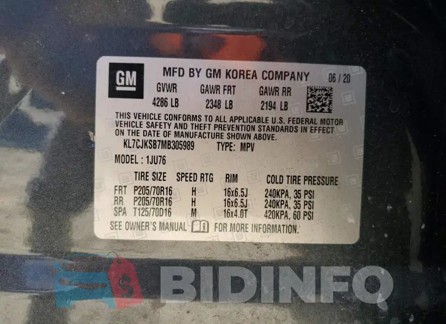 KL7CJKSB7MB305989 Photo# 10