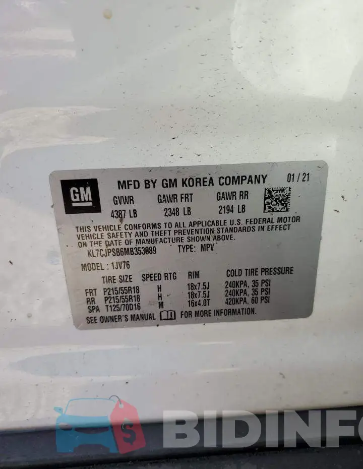 KL7CJPSB6MB353089 Photo# 10