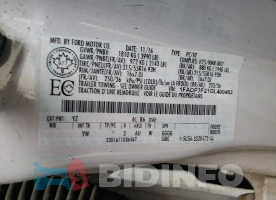 1FADP3F21GL400462 Photo# 10