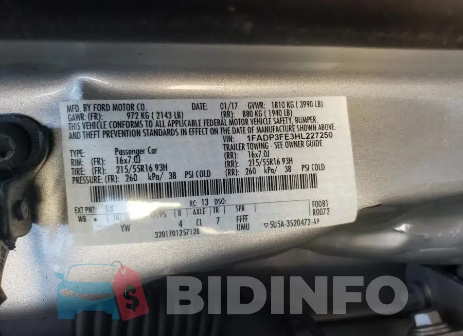 1FADP3FE3HL227250 Photo# 10