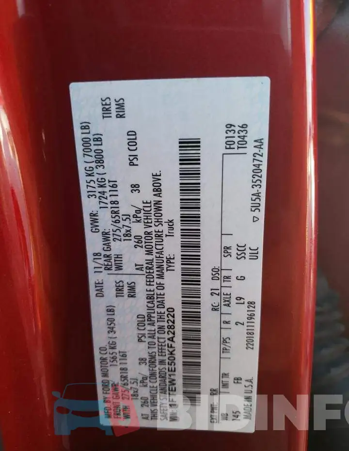 1FTEW1E50KFA28220 Photo# 10