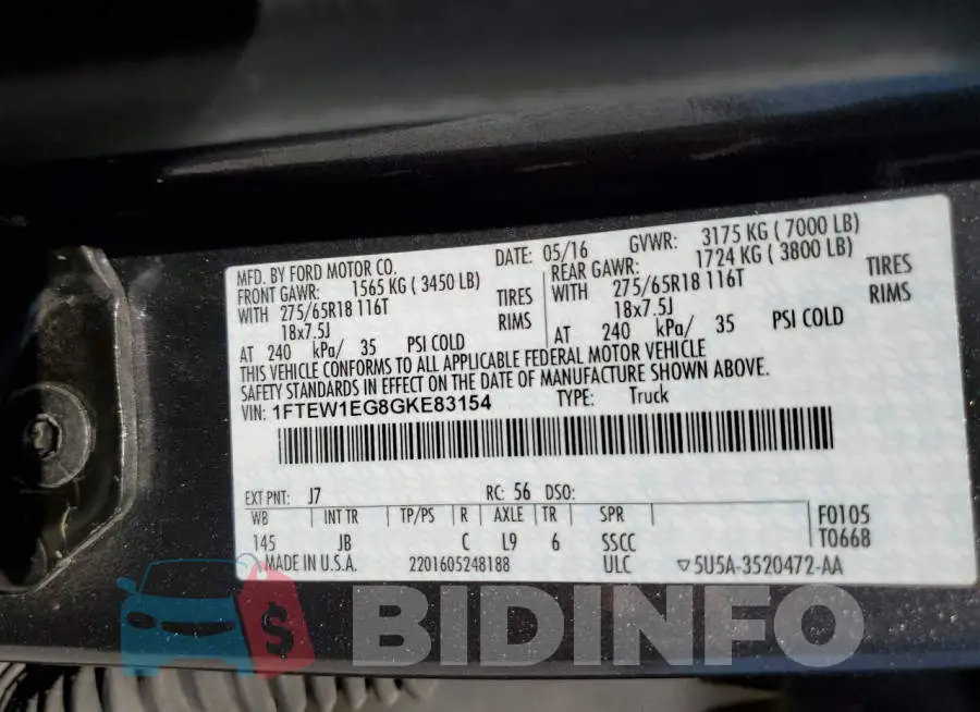 1FTEW1EG8GKE83154 Photo# 10