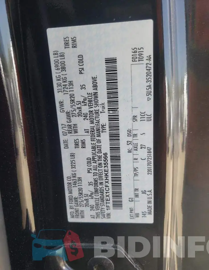 1FTEX1CFXHKE35566 Photo# 10