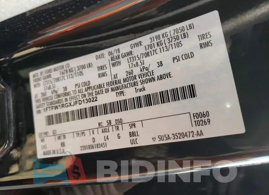 1FTFW1RGXJFD13022 Photo# 10