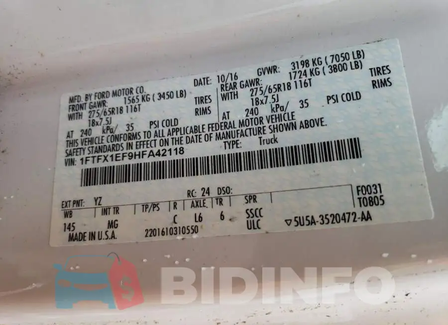 1FTFX1EF9HFA42118 Photo# 10