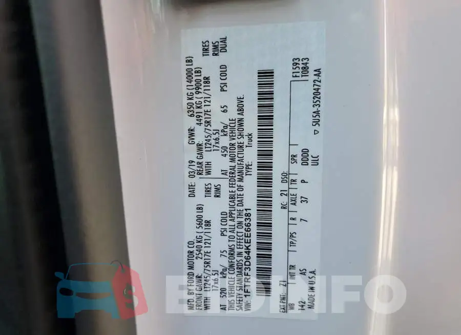 1FTRF3D64KEE66381 Photo# 10