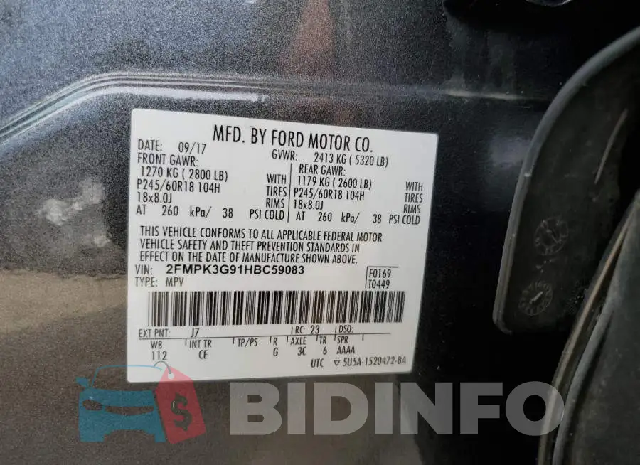 2FMPK3G91HBC59083 Photo# 10
