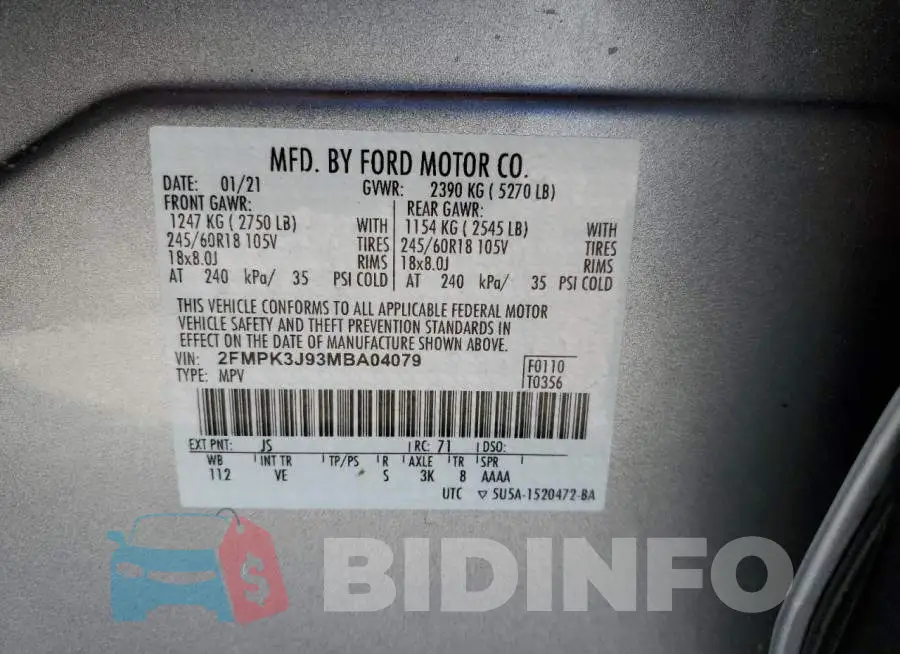 2FMPK3J93MBA04079 Photo# 12
