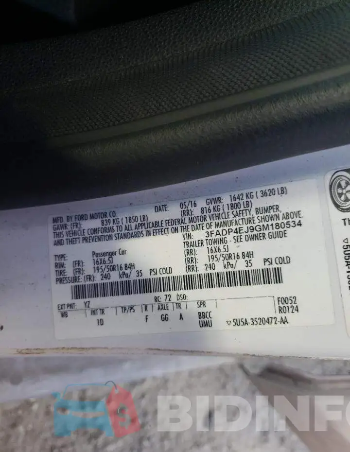 3FADP4EJ9GM180534 Photo# 10