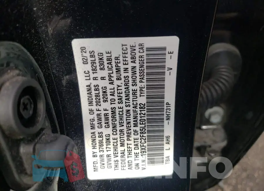 19XFC2F85LE012182 Photo# 10