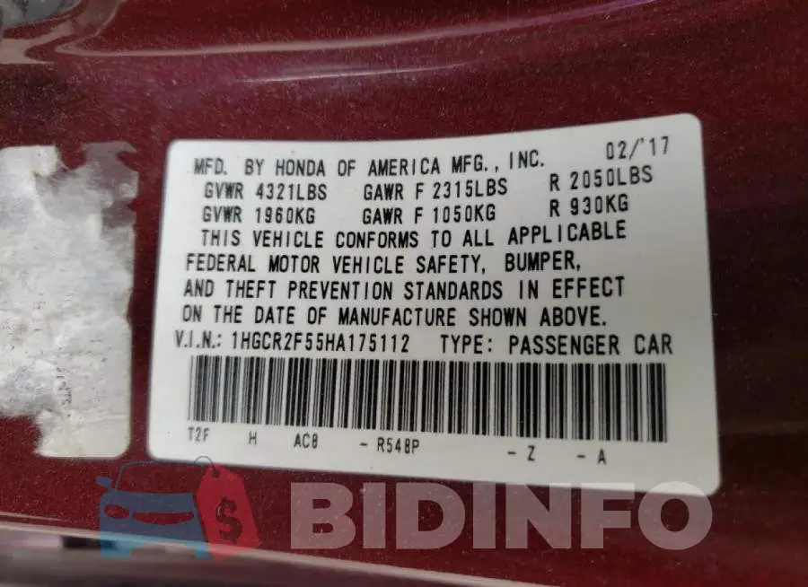 1HGCR2F55HA175112 Photo# 10