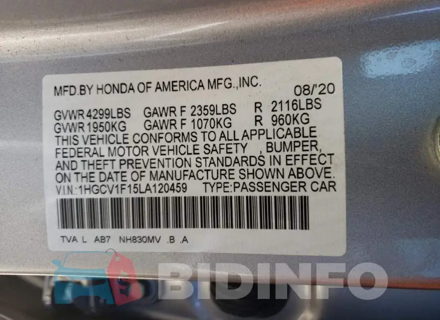1HGCV1F15LA120459 Photo# 10