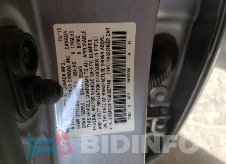 2HGFC2F72GH507748 Photo# 10