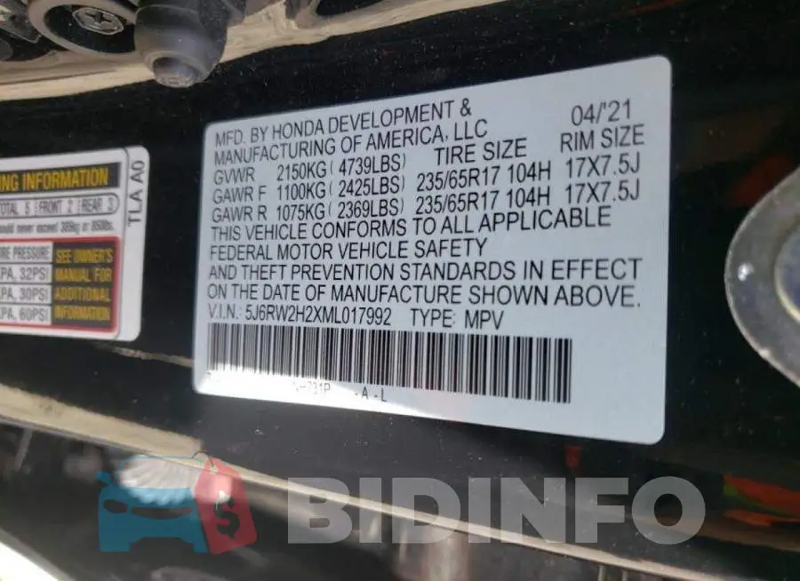 5J6RW2H2XML017992 Photo# 10