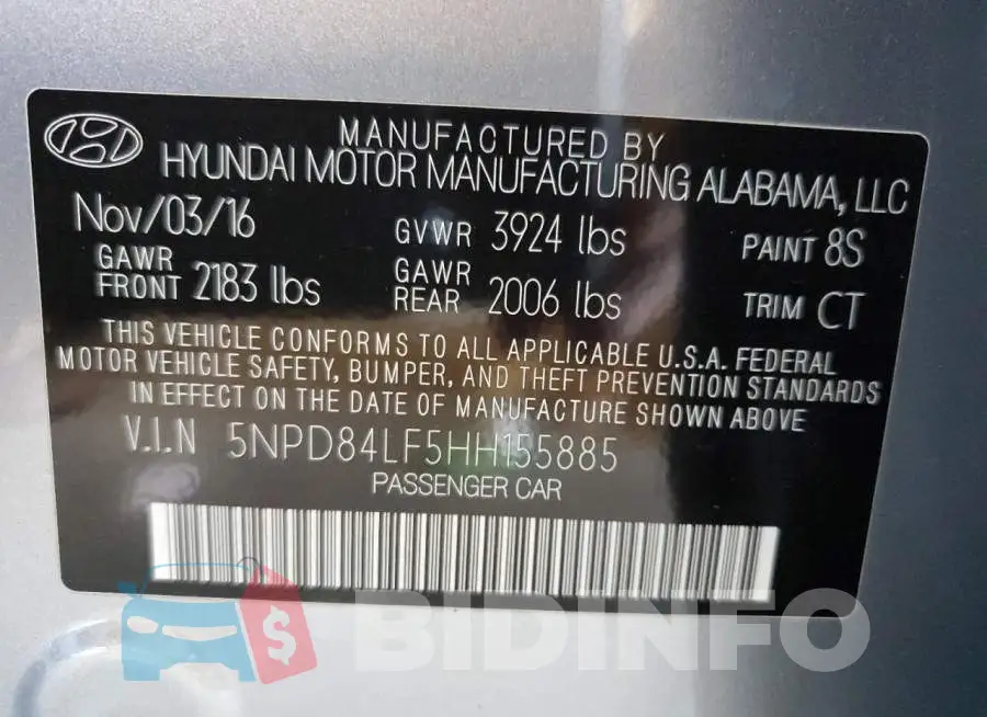 5NPD84LF5HH155885 Photo# 10