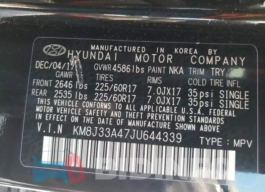 KM8J33A47JU644339 Photo# 10