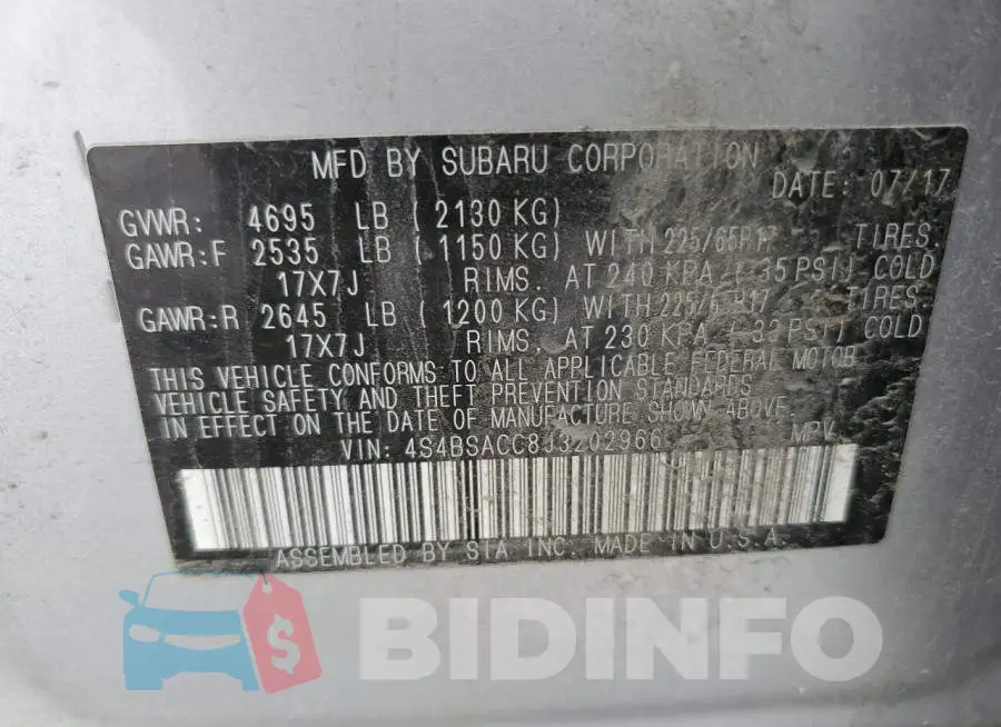 4S4BSACC8J3202966 Photo# 10