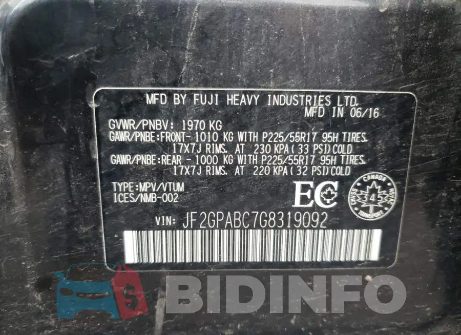 JF2GPABC7G8319092 Photo# 10