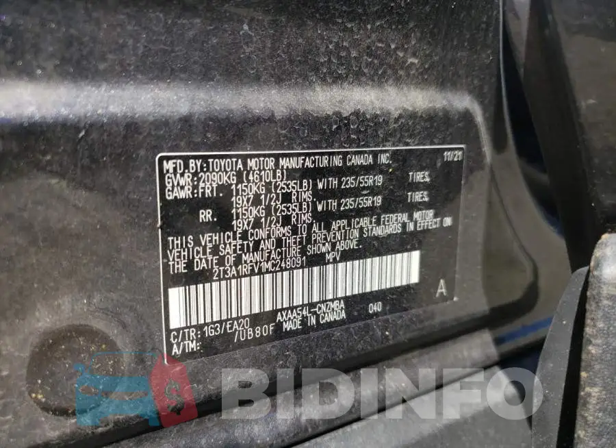 2T3A1RFV1MC248091 Photo# 10