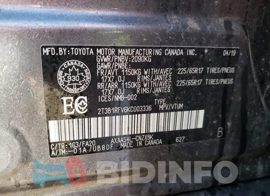 2T3B1RFV6KC003336 Photo# 10