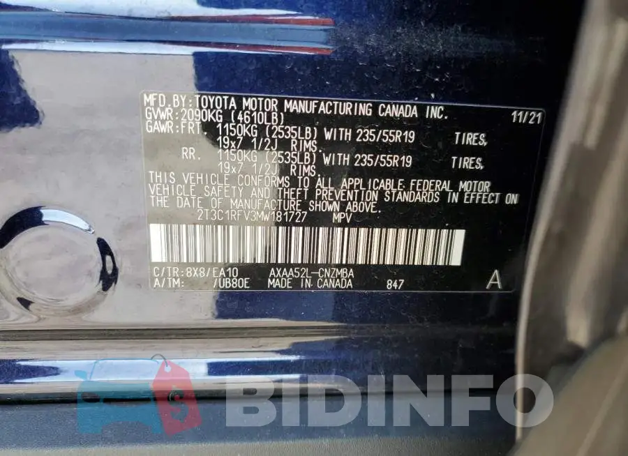 2T3C1RFV3MW181727 Photo# 10