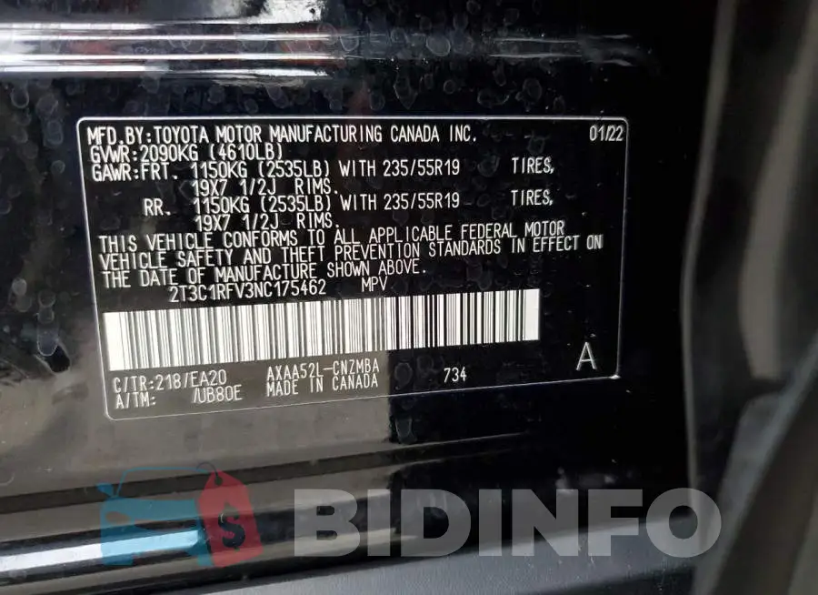2T3C1RFV3NC175462 Photo# 10