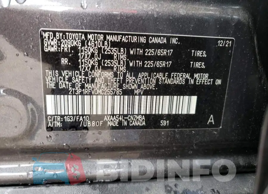 2T3P1RFV0MC255785 Photo# 10