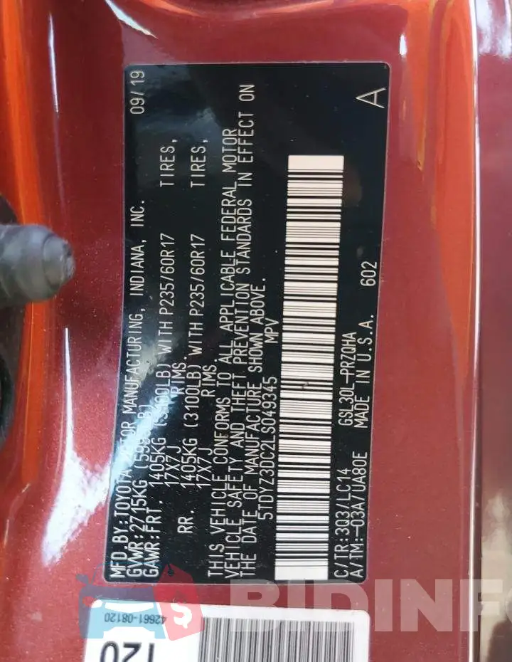 5TDYZ3DC2LS049345 Photo# 10