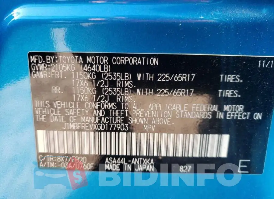 JTMBFREVXGD177903 Photo# 10
