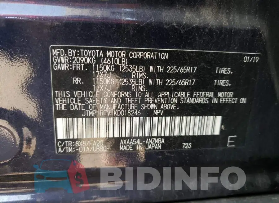 JTMP1RFV1KD018246 Photo# 10
