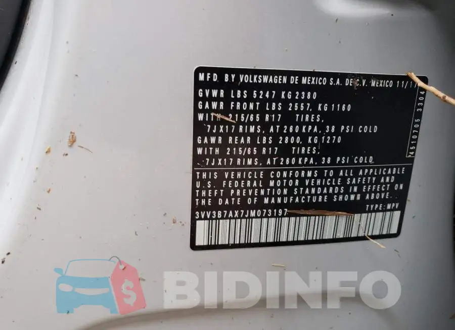3VV3B7AX7JM073197 Photo# 10