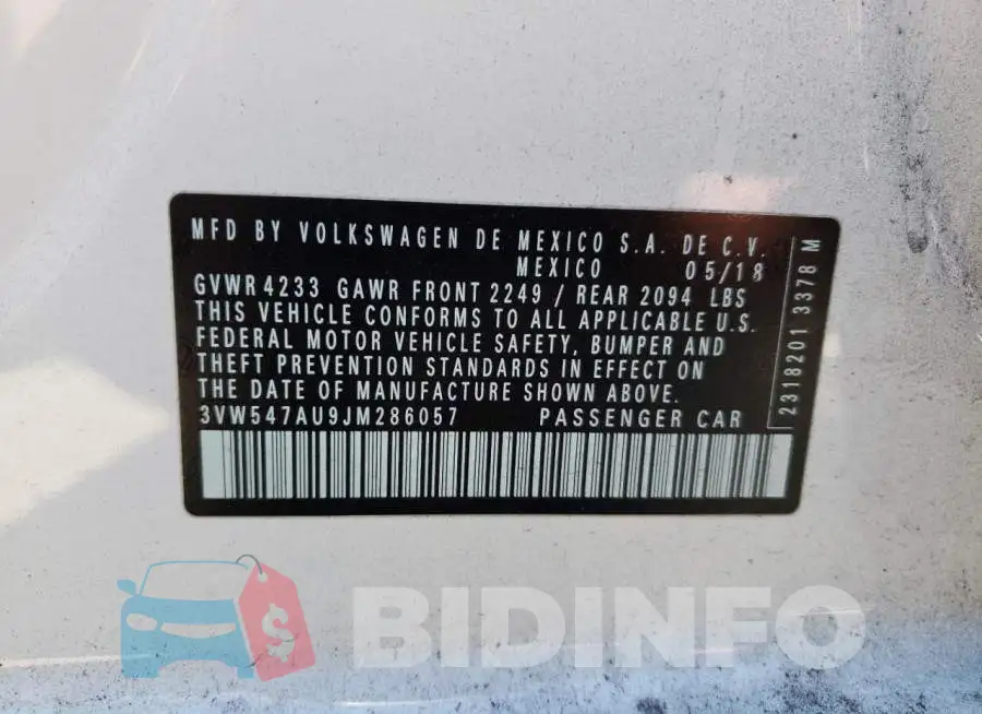 3VW547AU9JM286057 Photo# 10