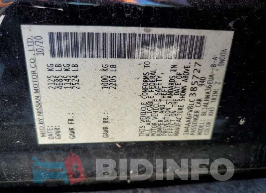 1N4AA6FV8LC385727 Photo# 10