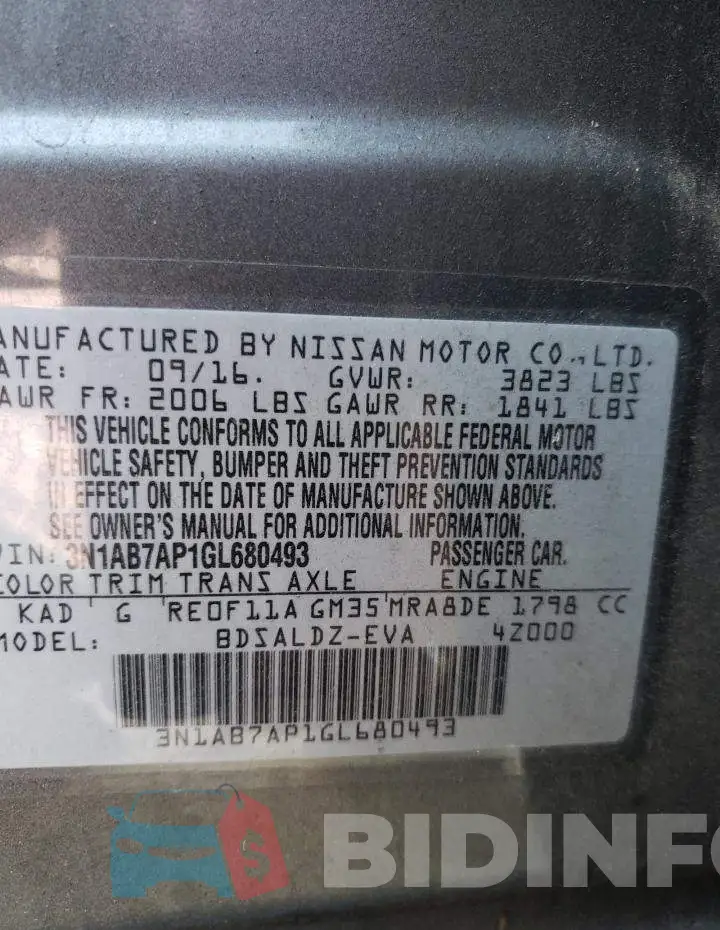 3N1AB7AP1GL680493 Photo# 10
