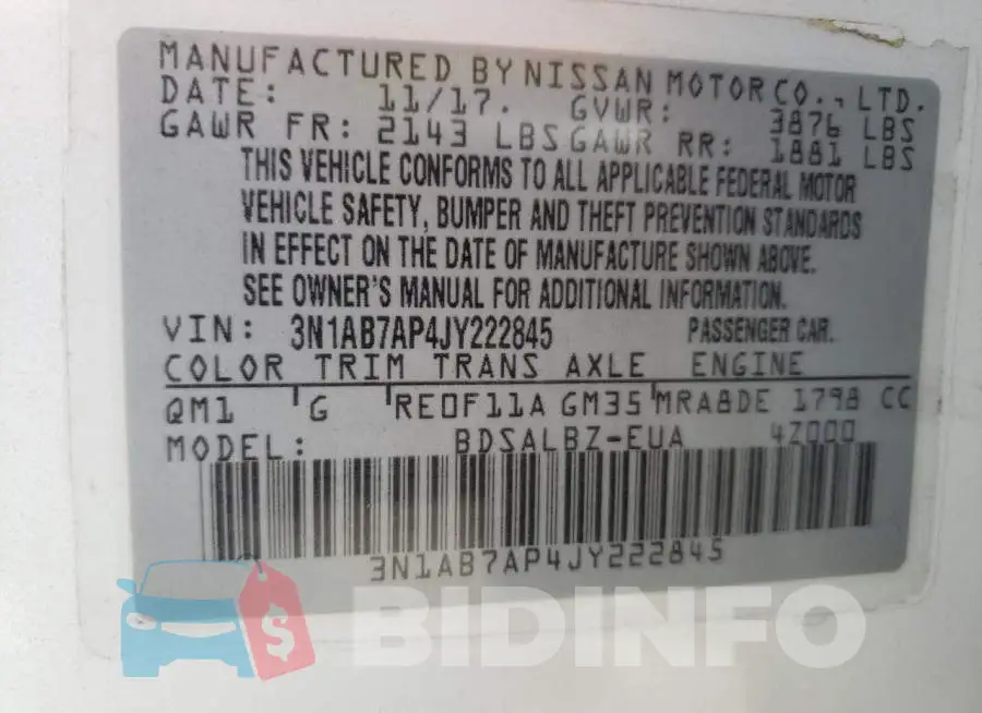 3N1AB7AP4JY222845 Photo# 10