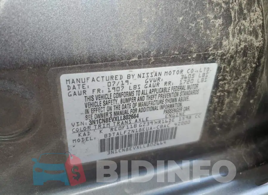 3N1CN8EVXLL802664 Photo# 10