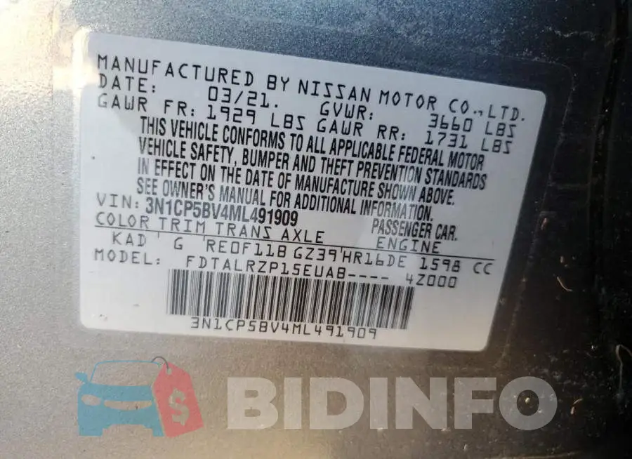 3N1CP5BV4ML491909 Photo# 10