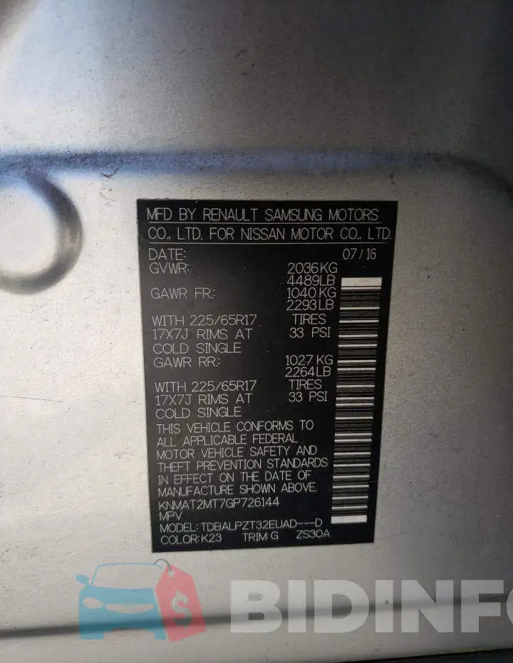 KNMAT2MT7GP726144 Photo# 10