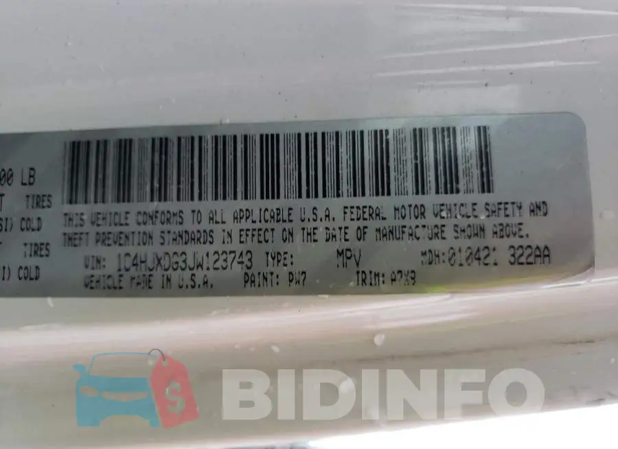 1C4HJXDG3JW123743 Photo# 10